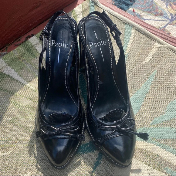 Linea Paolo|| Black Oxford sling back heels , Size 8. Perfect for Fall & Winter - Picture 1 of 10